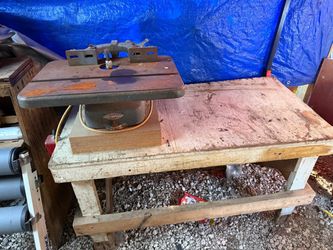Antique 3/4 Craftsman Wood Shaper & Mounted Work Table OBO