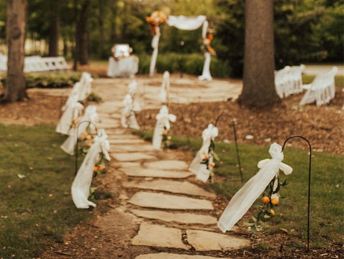 Wedding Aisle Or Chair Decor Peach Greenery And White.
