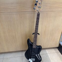 FENDER SQUIER JAGUAR BLACK ELECTRIC BASS GUITAR 