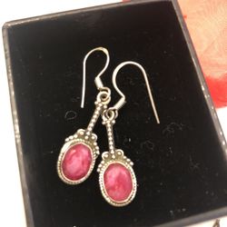 Rough Ruby earrings 925 sterling silver