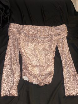 Leopard Print Off-Shoulder Long Sleeve Top
