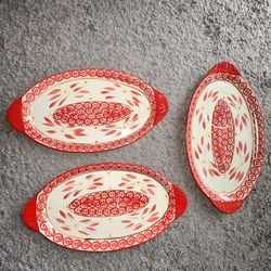 Temptations By Tara Ovenware Set Of 3 Serving Platters 