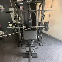 Vesta Fitness Smith Machine 1001 w/Bench Attachment | 245lb Cast Iron Olympic Weights | 7ft Olympic Bar | Fitness | Gym Equipment | FREE DELIVERY 🚚 