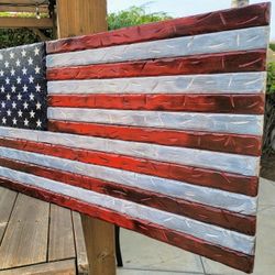Rustic Wooden American Flag