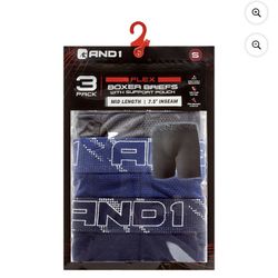 AND1 Men’s Underwear Flex Mid Length Boxer Briefs, 3 Pack size small 28-30