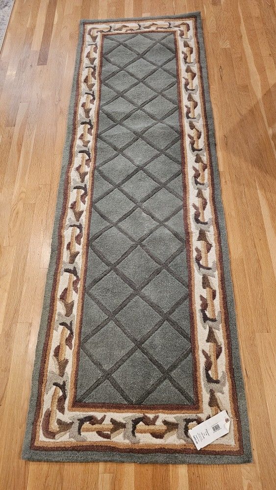 [New] Handmade Runner Rug - 2x8', 100% Wool