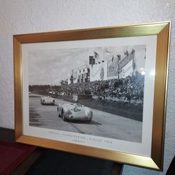 Porsche race print with gold frame