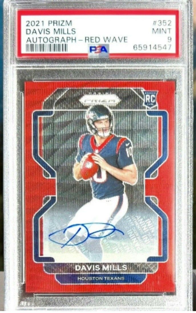 Really Nice Davis Mills 2021 Panini Prizm Red Wave Rookie, Auto, Numbered