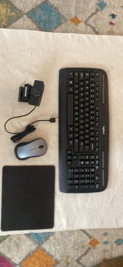 Logitech Wireless Keyboard and Mouse Combo with NexiGo Webcam and Mousepad
