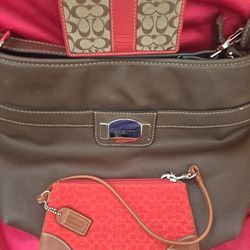 Excellent  ROSSETTI Large LEATHER brown Purse! It Comes With A Small Coach Wallet and A Coach red Wristlet! All In wonderful on!