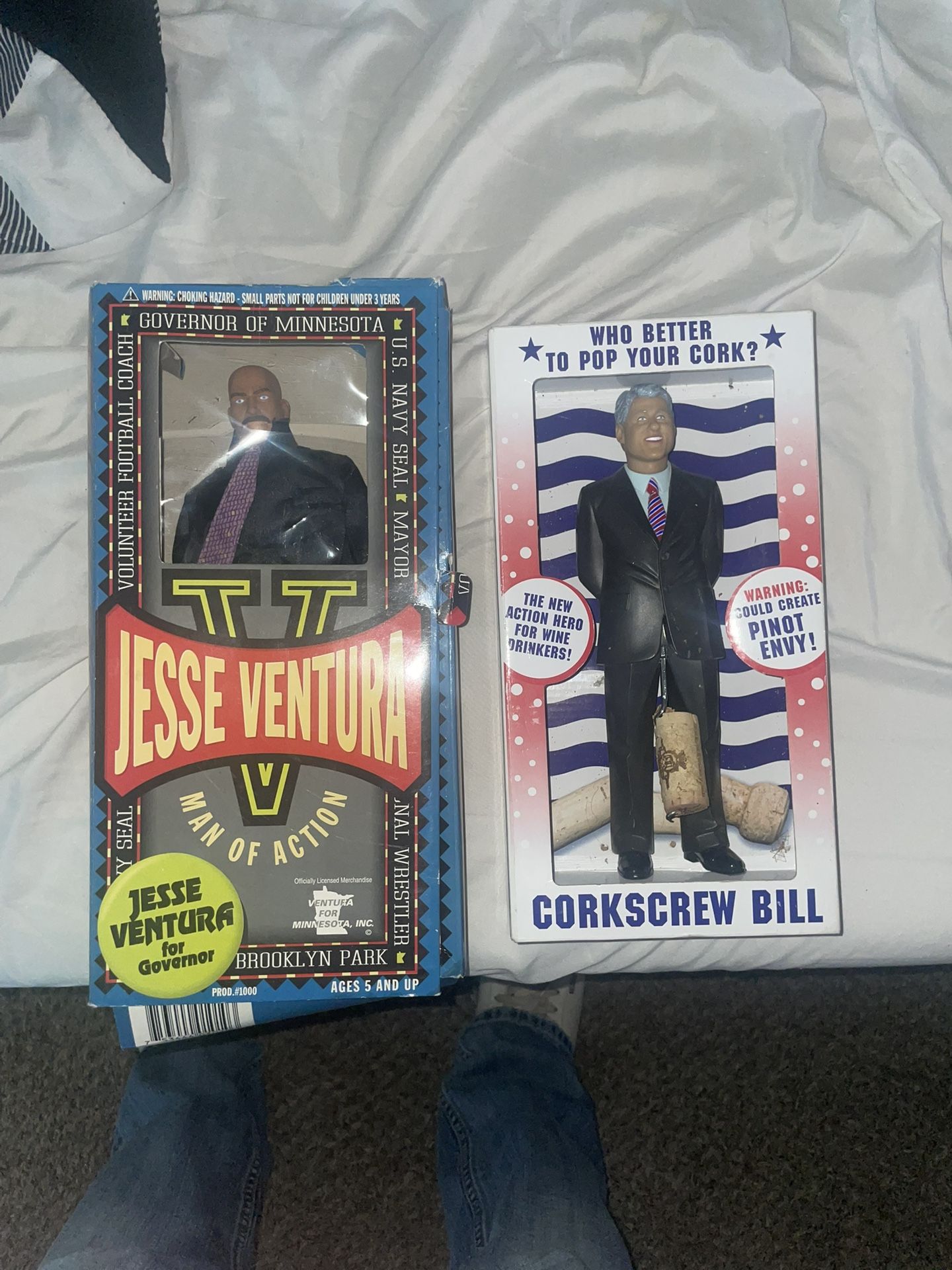 Jesse Ventura Doll And Bill Clinton Cork Screw Doll