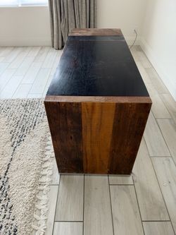 Reclaimed Wood Console Table with Black Top