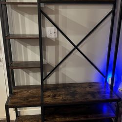 Entryway Hall Tree With Side Storage Shelves
