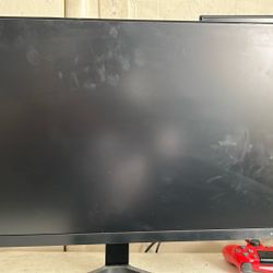 Samsung Monitor 60Hz + Optional Red PS4 Controller – Clean Setup