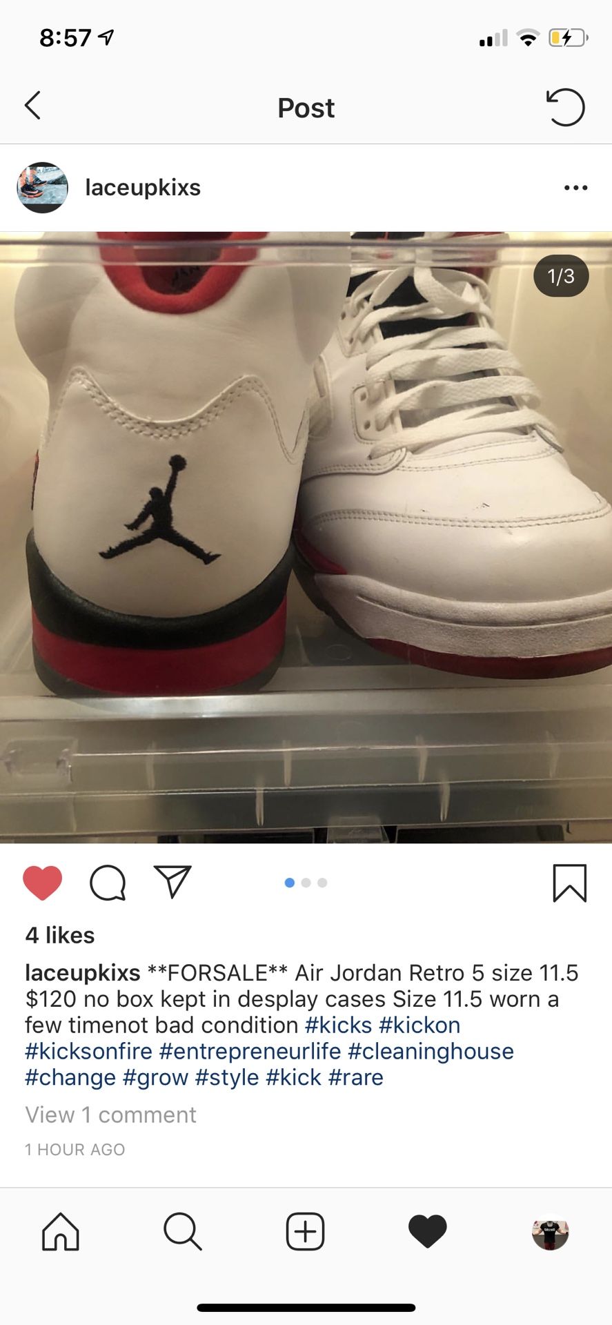Air jordan retro 5 size 11.5 message for details