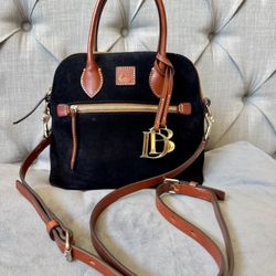 Dooney & Bourke black suede doomed satchel, bag, purse, handbag EXCELLENT condition