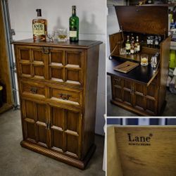 Vintage Lane Drop-Front Bar Cabinet – Lighted Liquor Cabinet $200