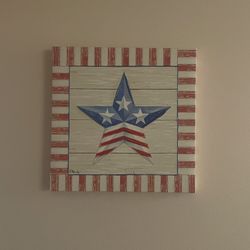 America Star Canvas Wall Art 16” X 16”