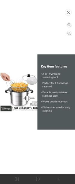 Stainless steel deep fryer pot with strainer and steamer