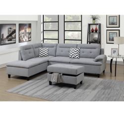 Gorgeous 3 Piece Sectional and Ottoman with Storage