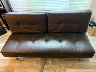 Futon Couch/Leather/AC Outlet