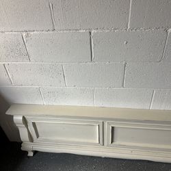 cream wooden full size bed frame 