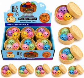 Xiao Long Bao Glitter Squishy Set 🥟✨ 3 Mini Dumplings + Steamer