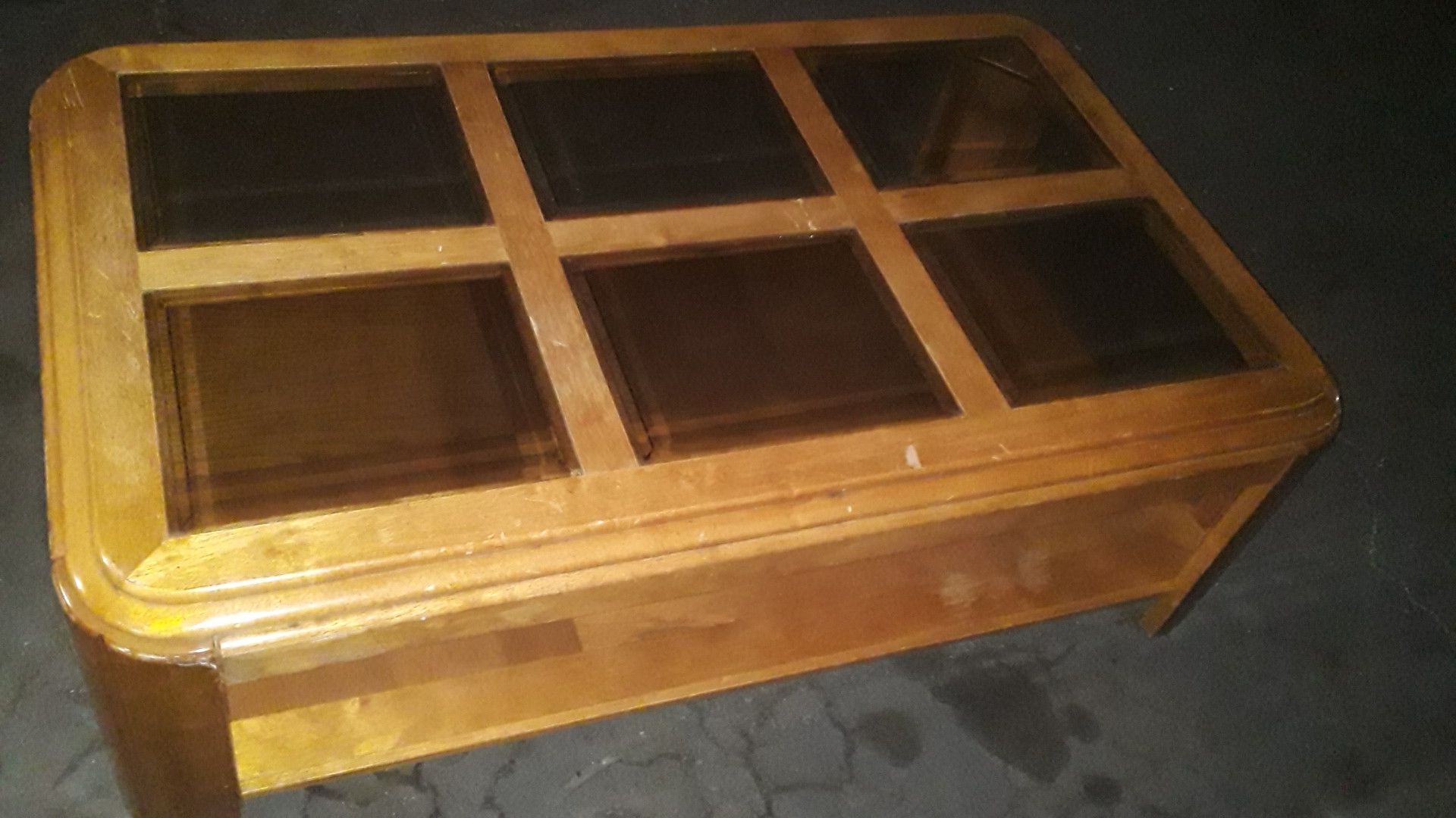 Glass center console table