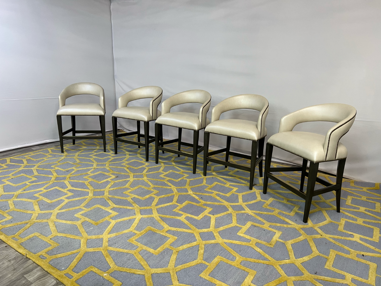 ( Delivery Available ) Luxe Decor Cream White Leather Counter Stools