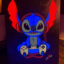 Stitch Acrylic Painting 18x24 on Canvas (BLACKLIGHT)