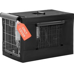 PETSFIT Dog Kennel Cover for Wire Dog Crate(36inch), Single Door, Mesh Window, Flap On The Top and Back is Detachable, Dog Crate Cover Bla