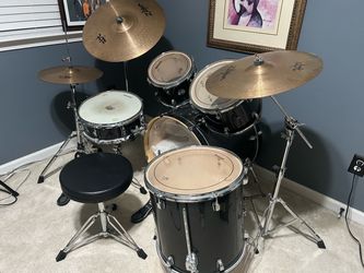 Black Drum Kit with Zildjian Cymbals