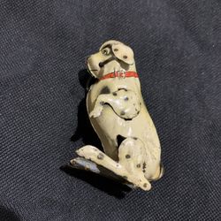 1900s Clockwork Dog In Lithographed Sheet Metal Antique Toy