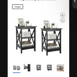 Set of Two x-Design Storage Organizer Display Rack Bookshelf Black
