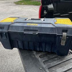 Irwin Work Site Travel Tool Storage Box Chest! Missing one latch but still works great!  32x13x12in
