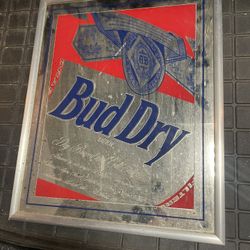 Vintage 1990s Bud Dry Bar Mirror Sign