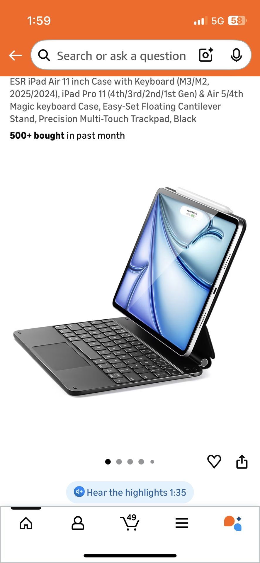 ESR iPad Air 11 inch Case with Keyboard 