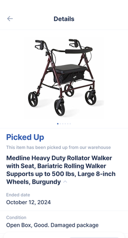 New Medline Heavy Duty Rollator Walker - bariatric, up to 500 pounds