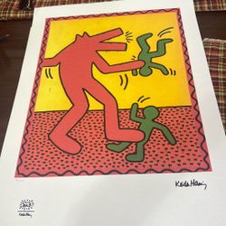 Keith Haring Lito Dry Stamp Numbered  27””x 19” Limited Edition 