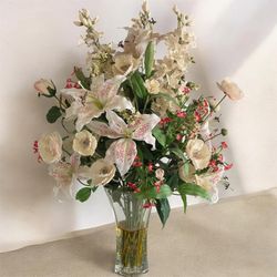Fresh Floral Arrangement in Glass Vase