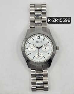 Relic Men's Watch Silver Tone New Battery 🔋😎✅️