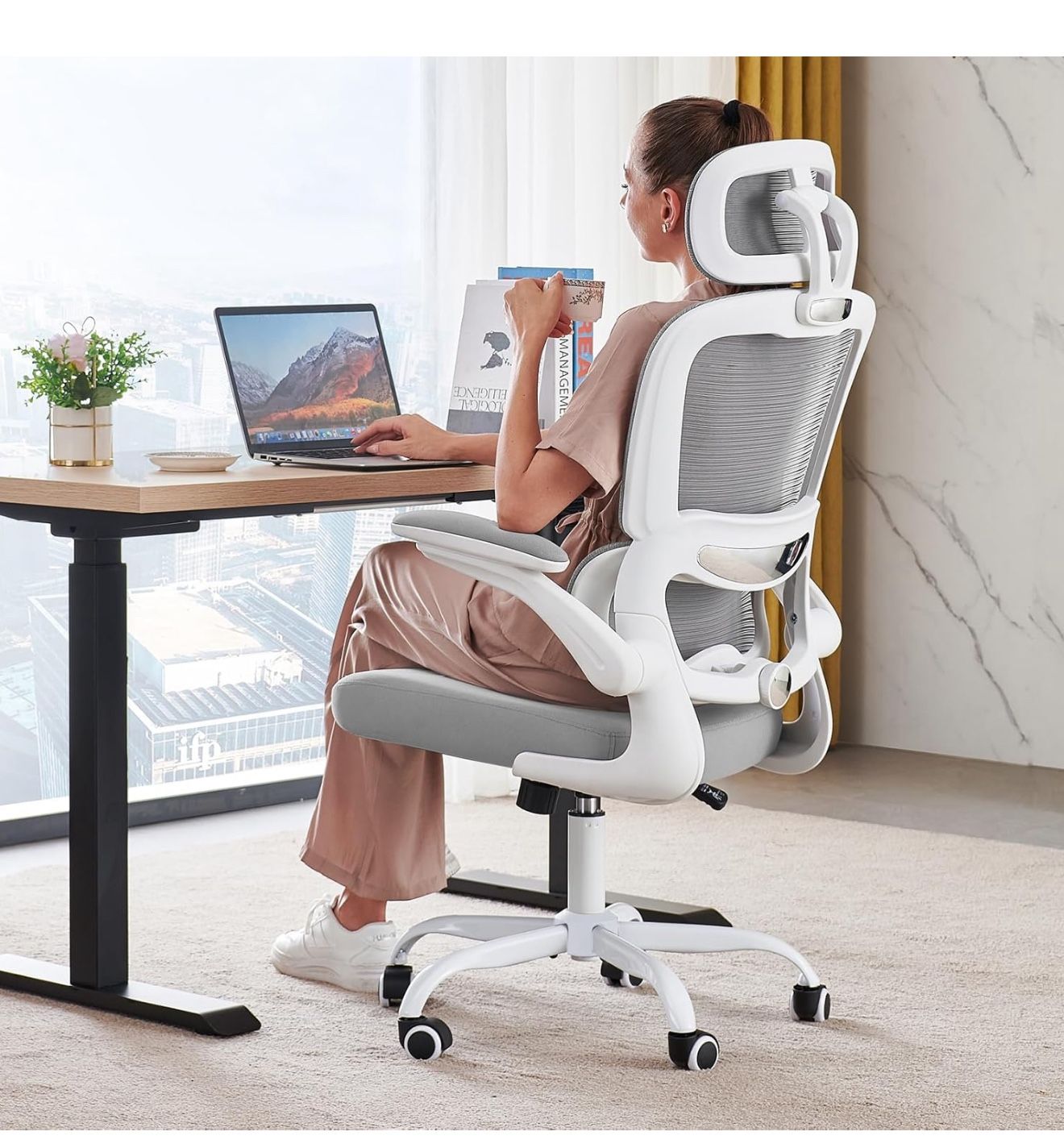 TRALT Office Chair Ergonomic Desk Chair, 330 LBS Home Mesh Office Desk Chairs with Wheels, Comfortable Gaming Chair, High Back Office Chair for Long H