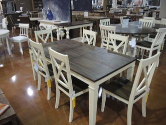 A-America Huron 72" Leg Table - Chalk White Base With Grey-Brown Plank Top