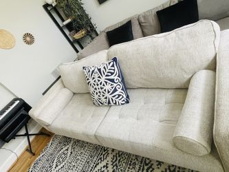 Free Delivery! 81” Modern Large Chenille Fabric Sofa. From Smoke & Pet free home