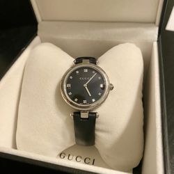 Authentic Gucci Diamantissima Diamonds Black Dial Leather Ladies Watch