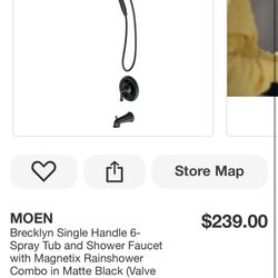  MOEN Brecklyn Single Handle 6-Spray Tub and Shower Faucet with Magnetix Rainshower Combo in Matte Black (Valve Included)