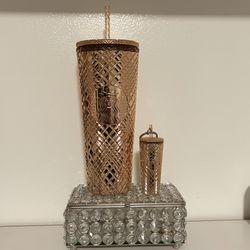 Rose gold Starbucks Tumbler + Keychain 