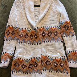 Vintage handmade cardigan in western theme w pockets, by Rochelle