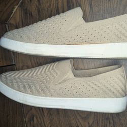 Sonoma Shoes Womens 10 M Casual Loafer Sneakers Flats Beige Fabric Slip On