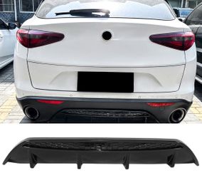 17-26 Alfa Romeo Stelvio Gloss Black V Style Rear Bumper Diffuser